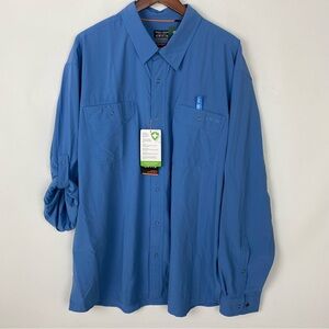 NWT Mens Orvis Insect Shield Active Fit button down Shirt RBlue XXL